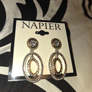 NAPIER GOLD AND SILVER DANGLE EARRINGS